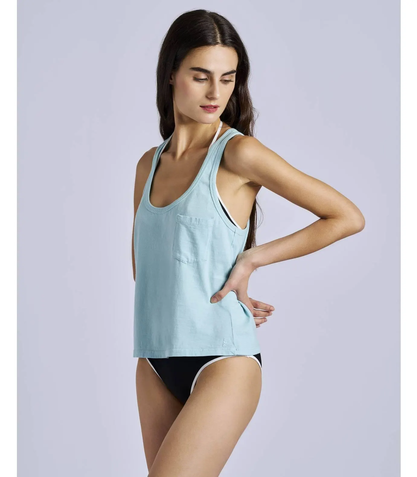 Camiseta sin mangas de punto color azul