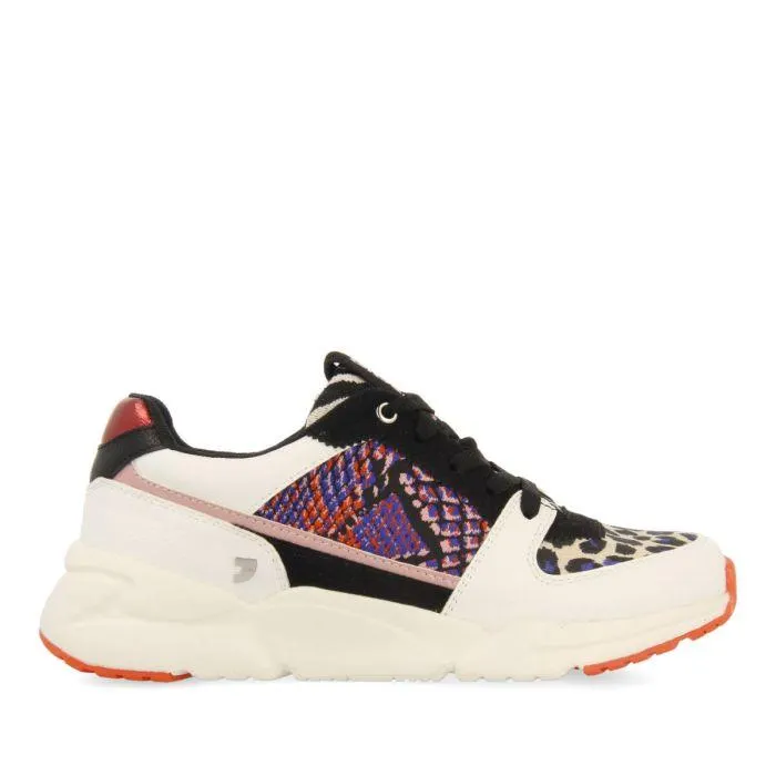 Nocher women's multicoloured sneakers with different prints and pieces in black, white, red, blue and pink