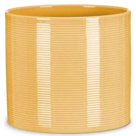 MACETERO CILINDRO RALLADO AMARILLO