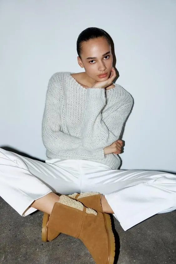 BOTÍN PLANO PIEL BORREGUILLO