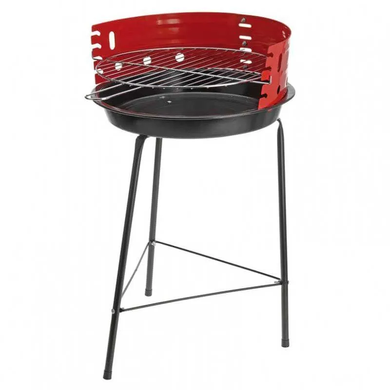 Barbacoa de carbón con parrilla 4 alturas rojo/negro Ø33x44 cm