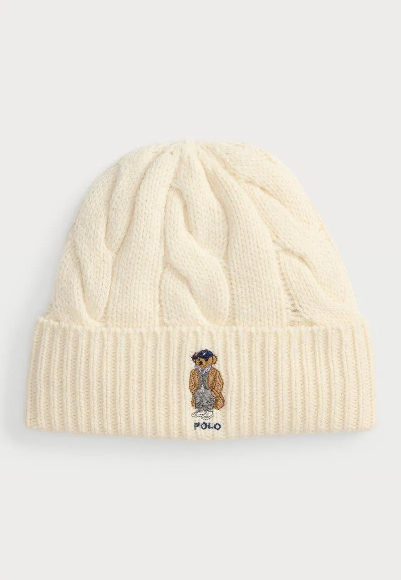 POLO BEAR CABLE WOOL BLEND BEANIE - Gorro - cream