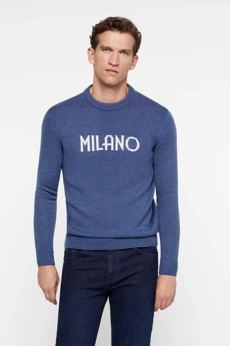 Jersey cuello caja jacquard posicional