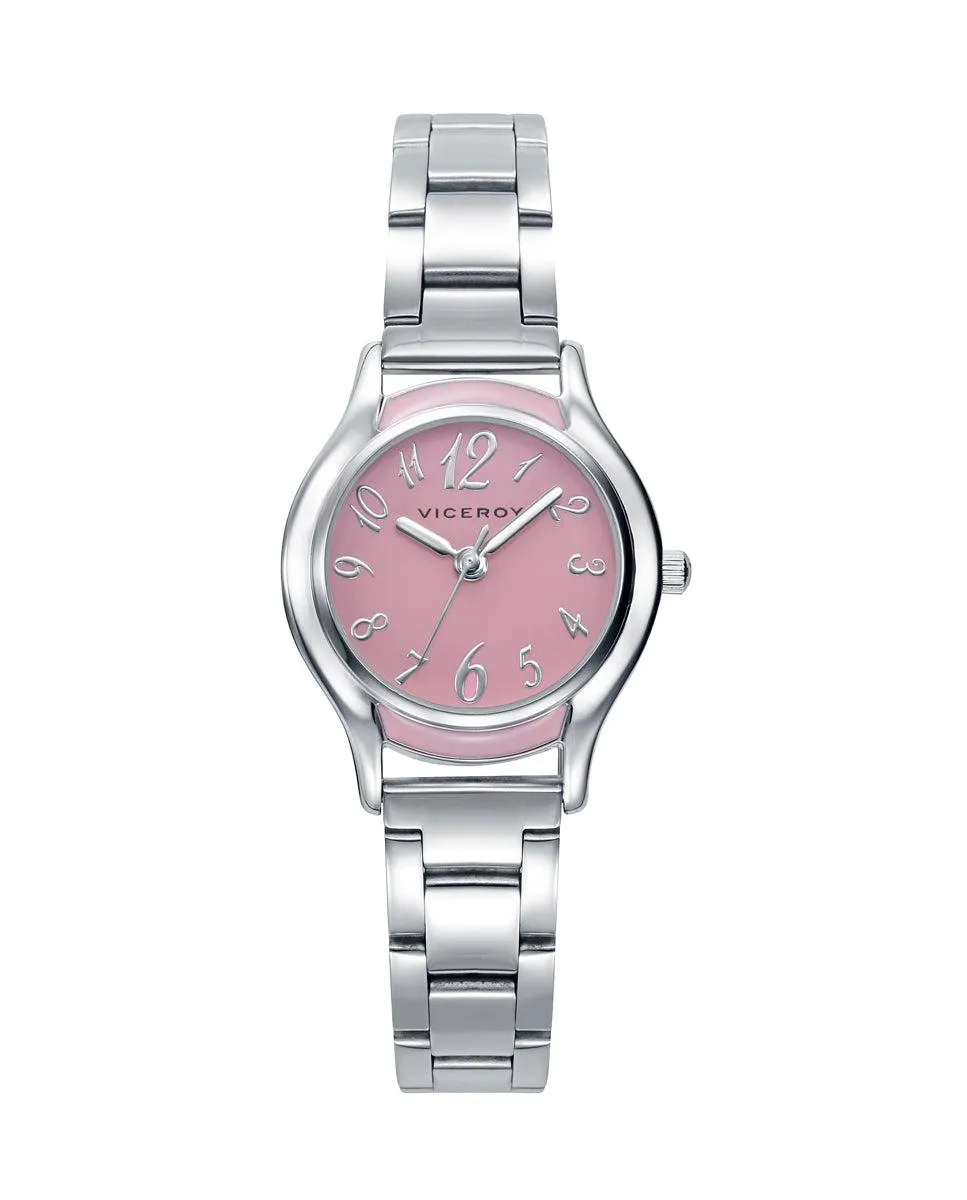 Reloj de niña Sweet con brazalete de acero y esfera rosa