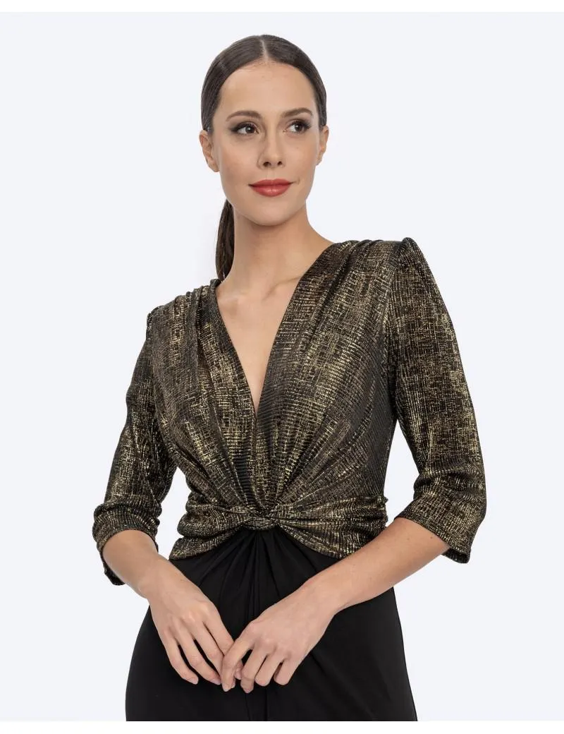 Mono Combi Drapeado Lamé Oro