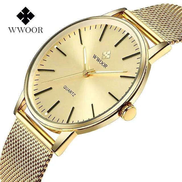 Relogio masculino 2023 reloj de negocios de moda para hombres correa de malla de acero inoxidable calendario relojes deportivos de cuarzo reloj casual wwoor con caja