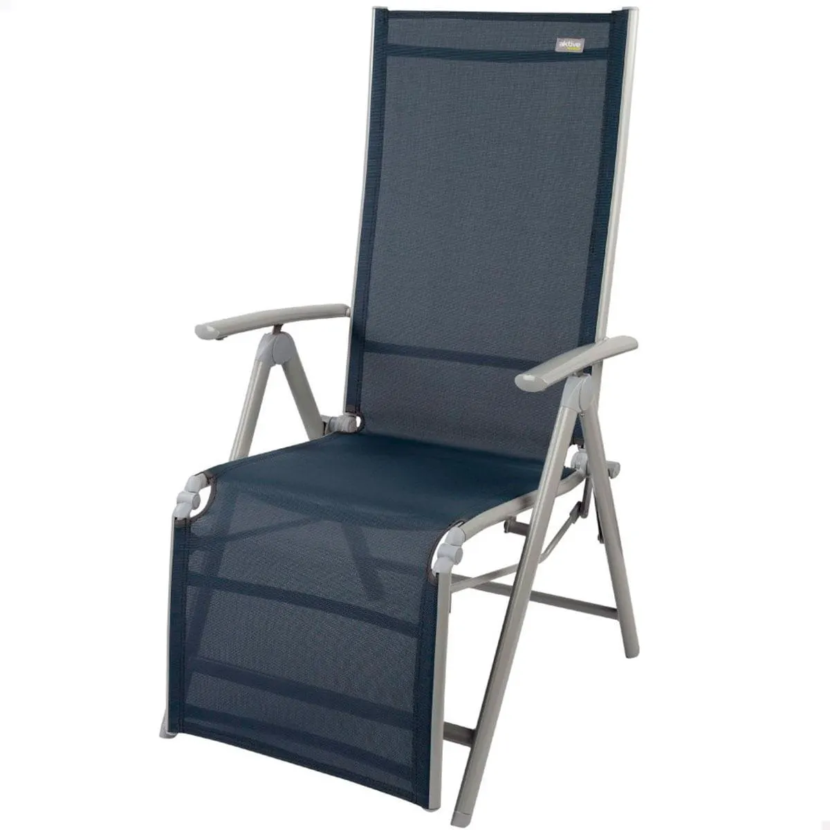 Tumbona Aktive Garden 8 posiciones plegable gris 113x60x71,5 cm