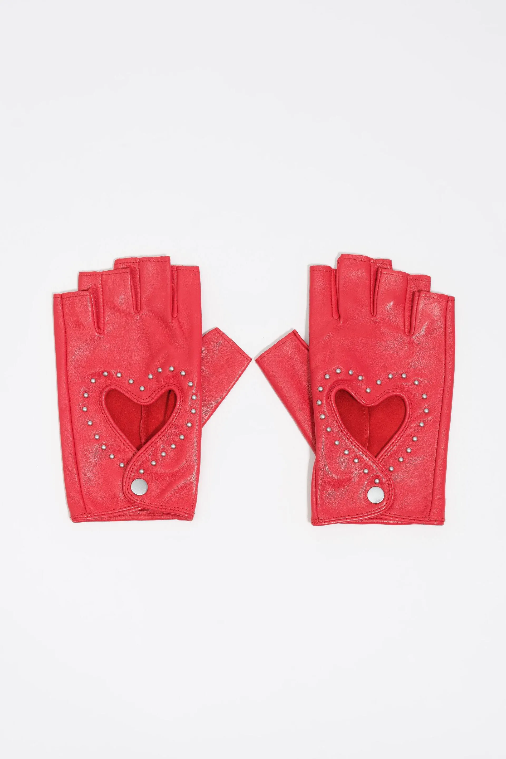 Mitones piel corazón rojos