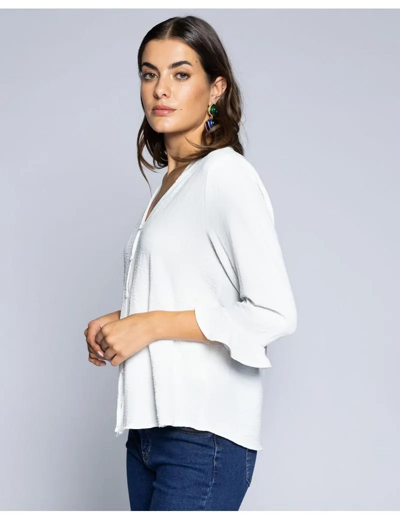 Blusa crep volante botones