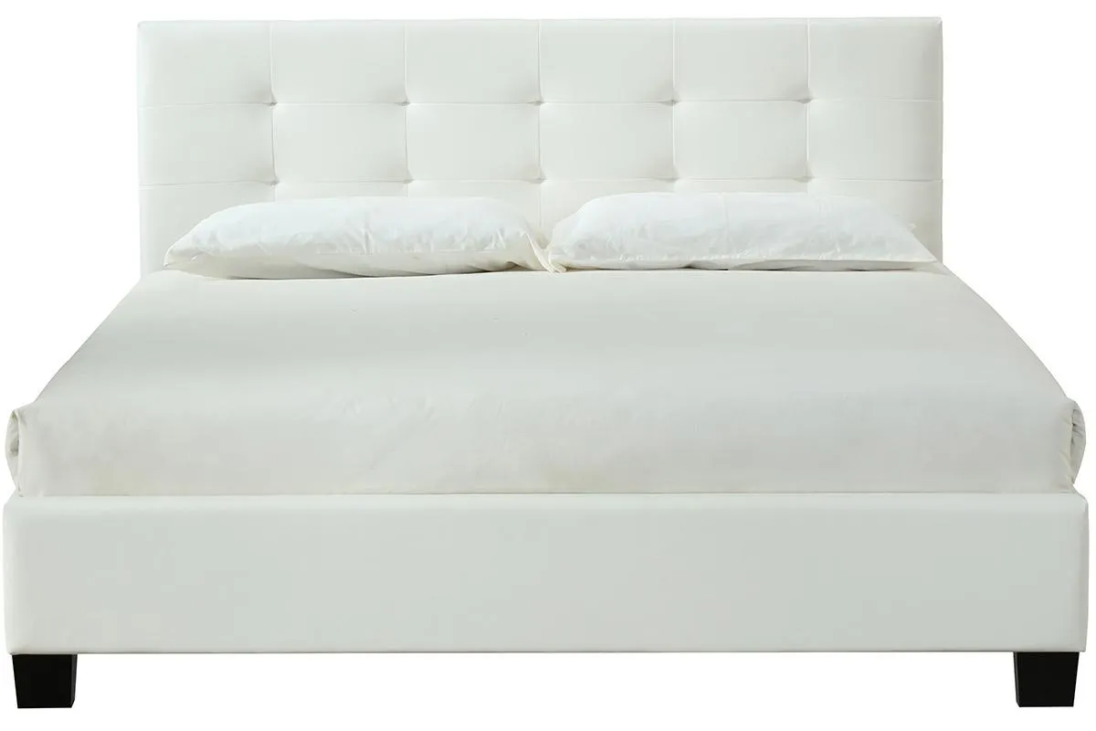 Cama 160 x 200 PU blanca acolchada MARQUISE