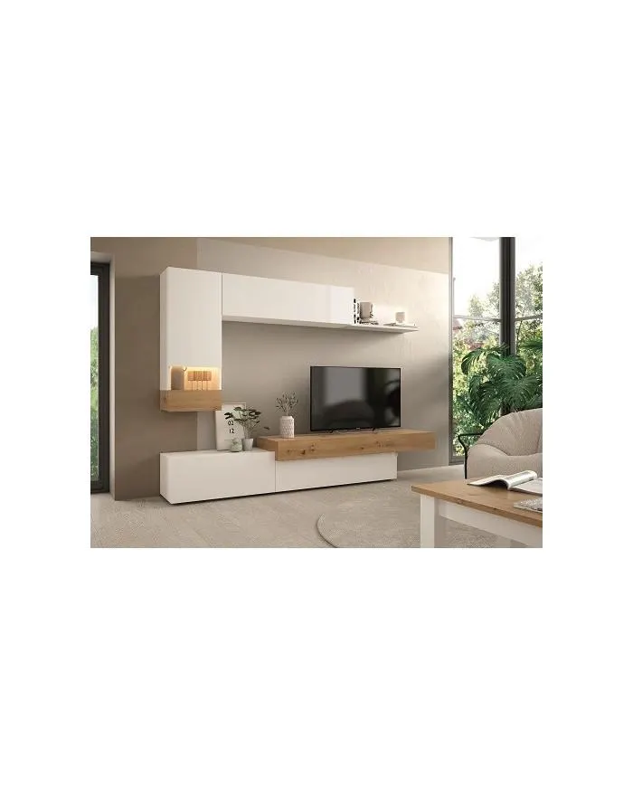 Mueble de salón blanco y artisan