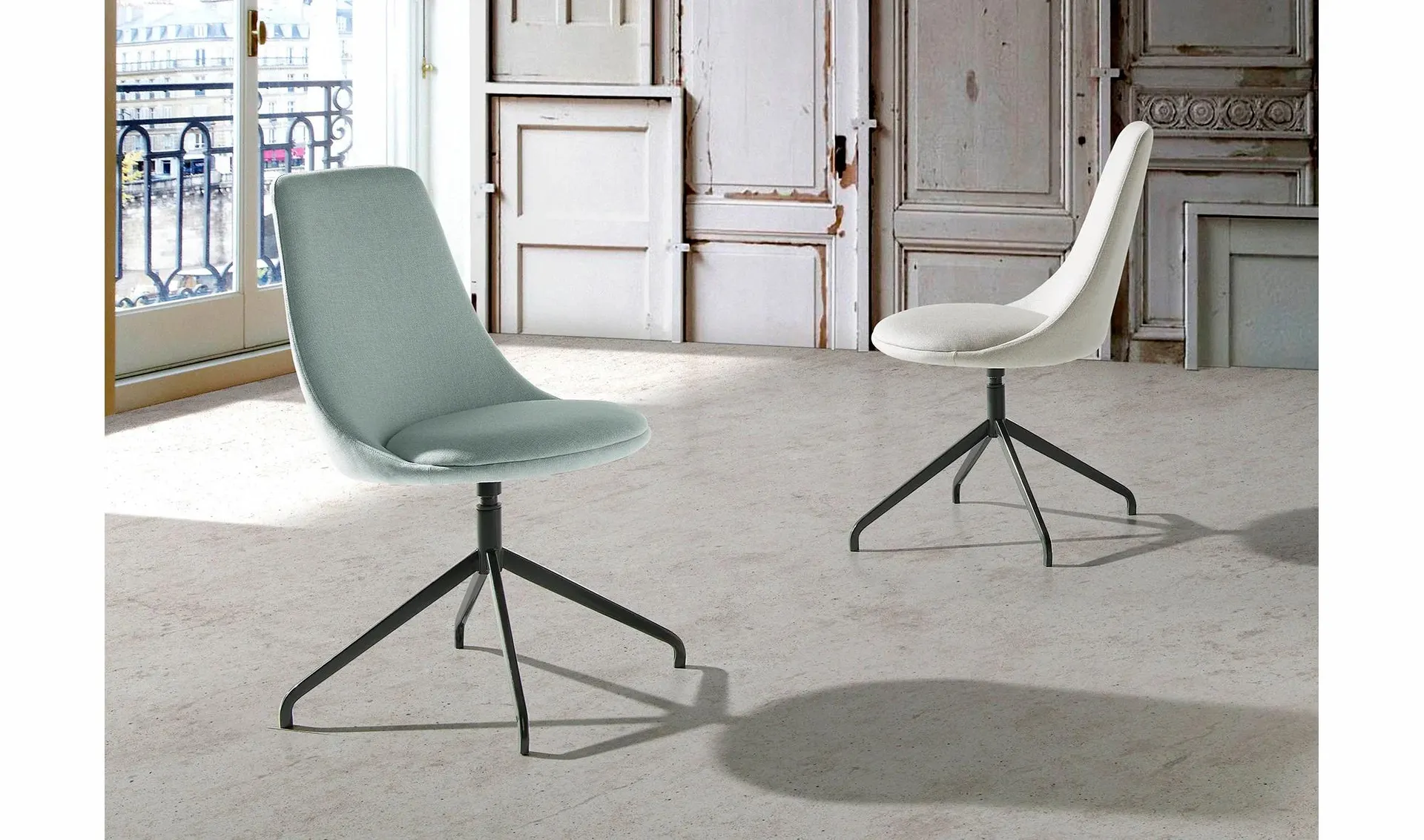 Silla giratoria pie metálico de diseño Hoyko