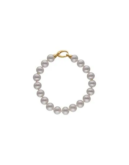 Pulsera de perlas blancas dorada Lyra 10mm