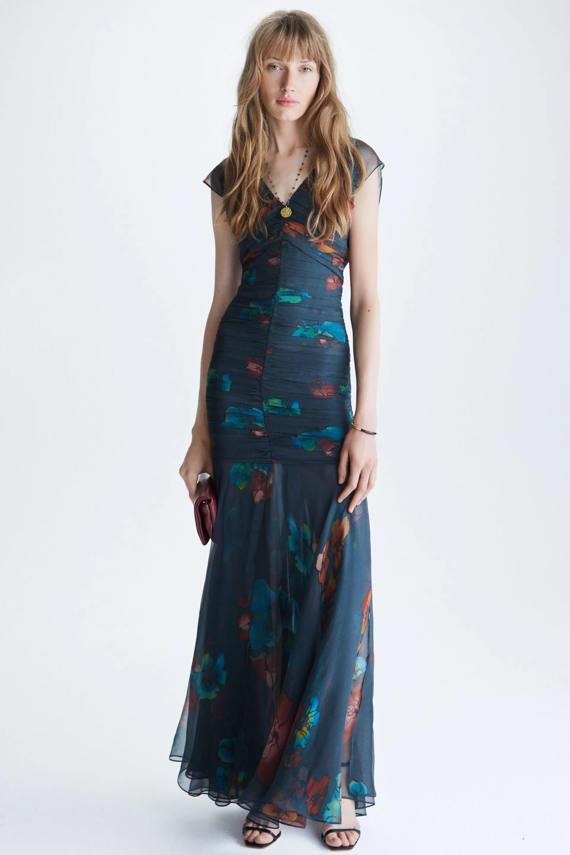 VESTIDO LARGO CHIFFON SEDA ESTAMPADO