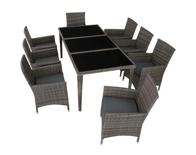 Conjunto de ratán y aluminio menorca, gris