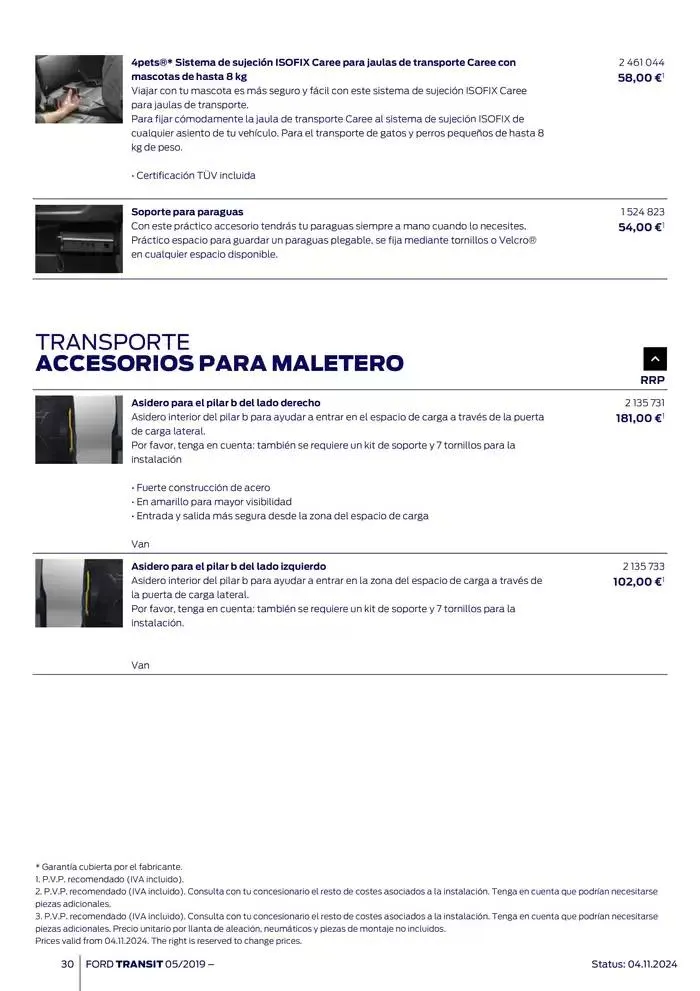 Catálogo de Ford de accesorios Transit Van 13 de noviembre al 13 de noviembre 2025 - Página 30