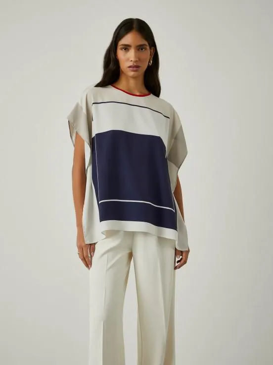 Blusa colorida de manga corta