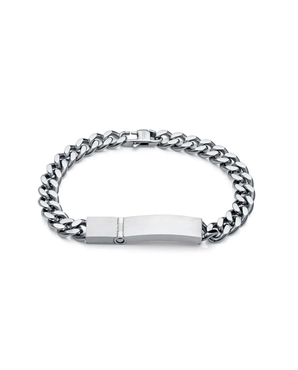 Pulsera Beat en acero de cadena con placa