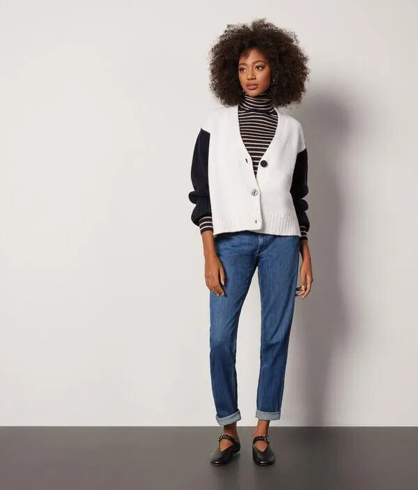 Cardigan botones de lana bicolor