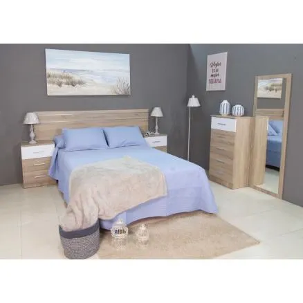 Elegante dormitorio de matrimonio en color roble Cambrian