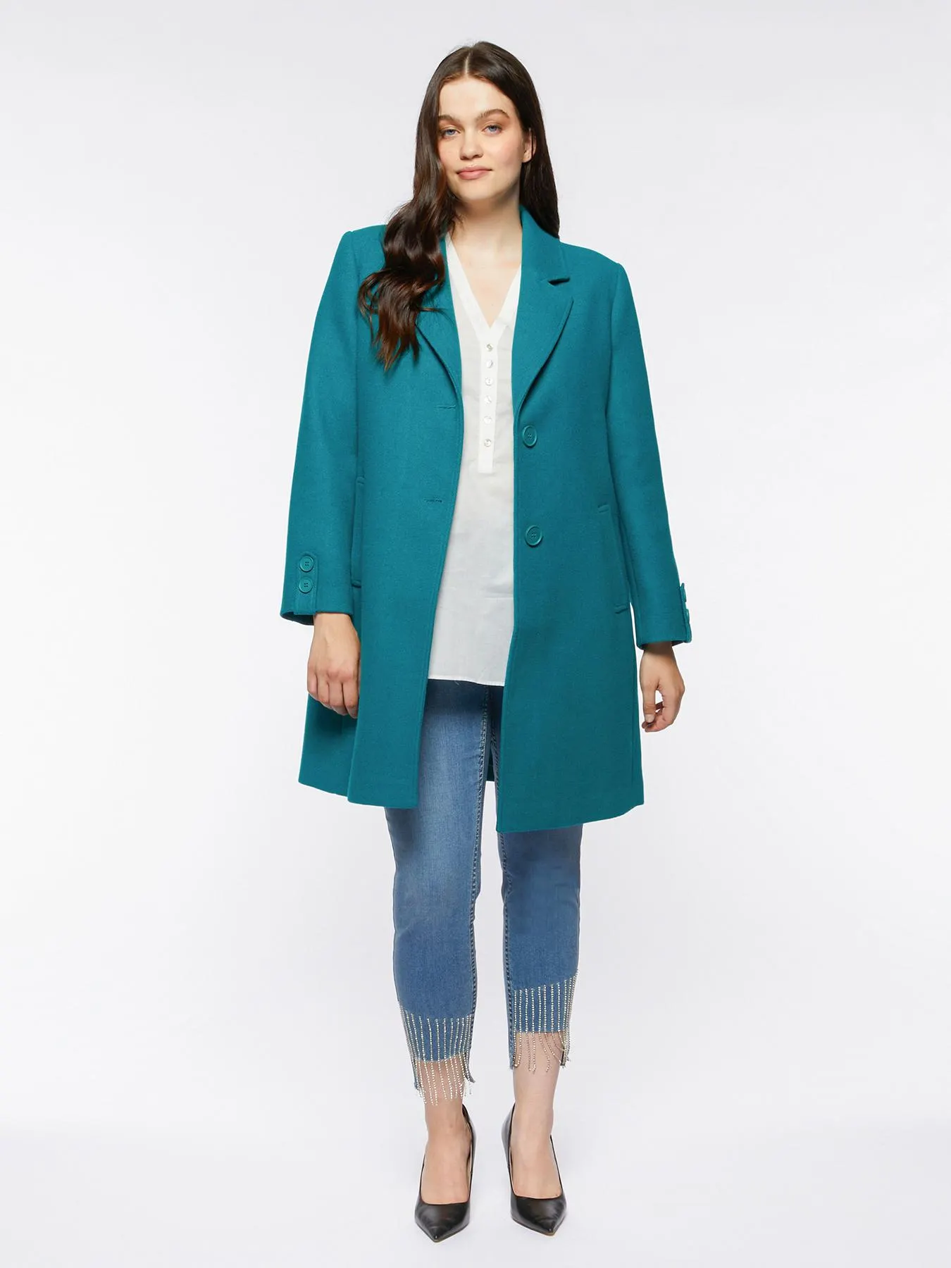 Abrigo de tejido diagonal