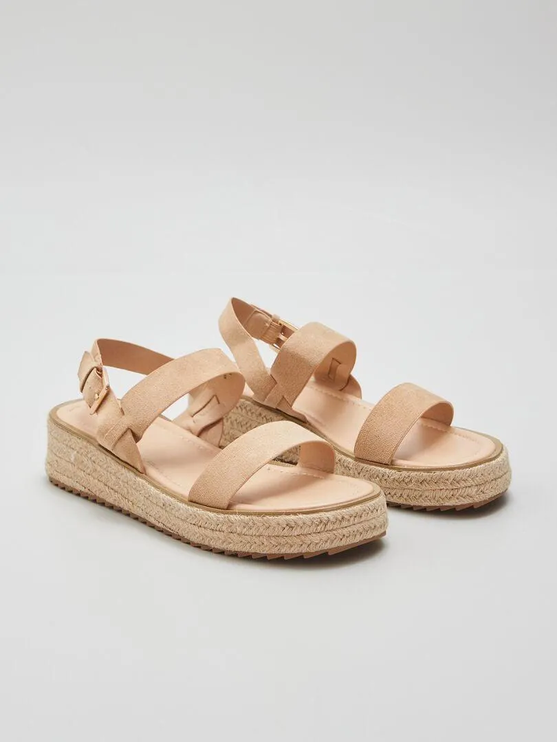 Sandalias con plataforma y cuerdas - AMARILLO