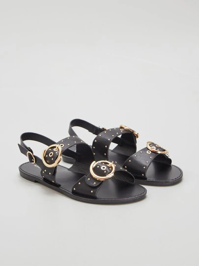 Sandalias con tiras de tachuelas - negro