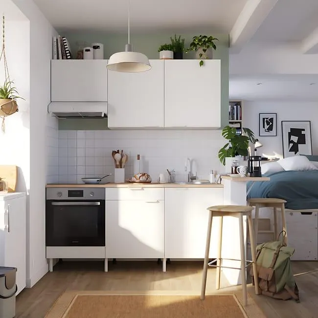 Cocina en kit Eleki blanca 3 módulos altos + 3 bajos L.180 x H.217 x P.58 cm