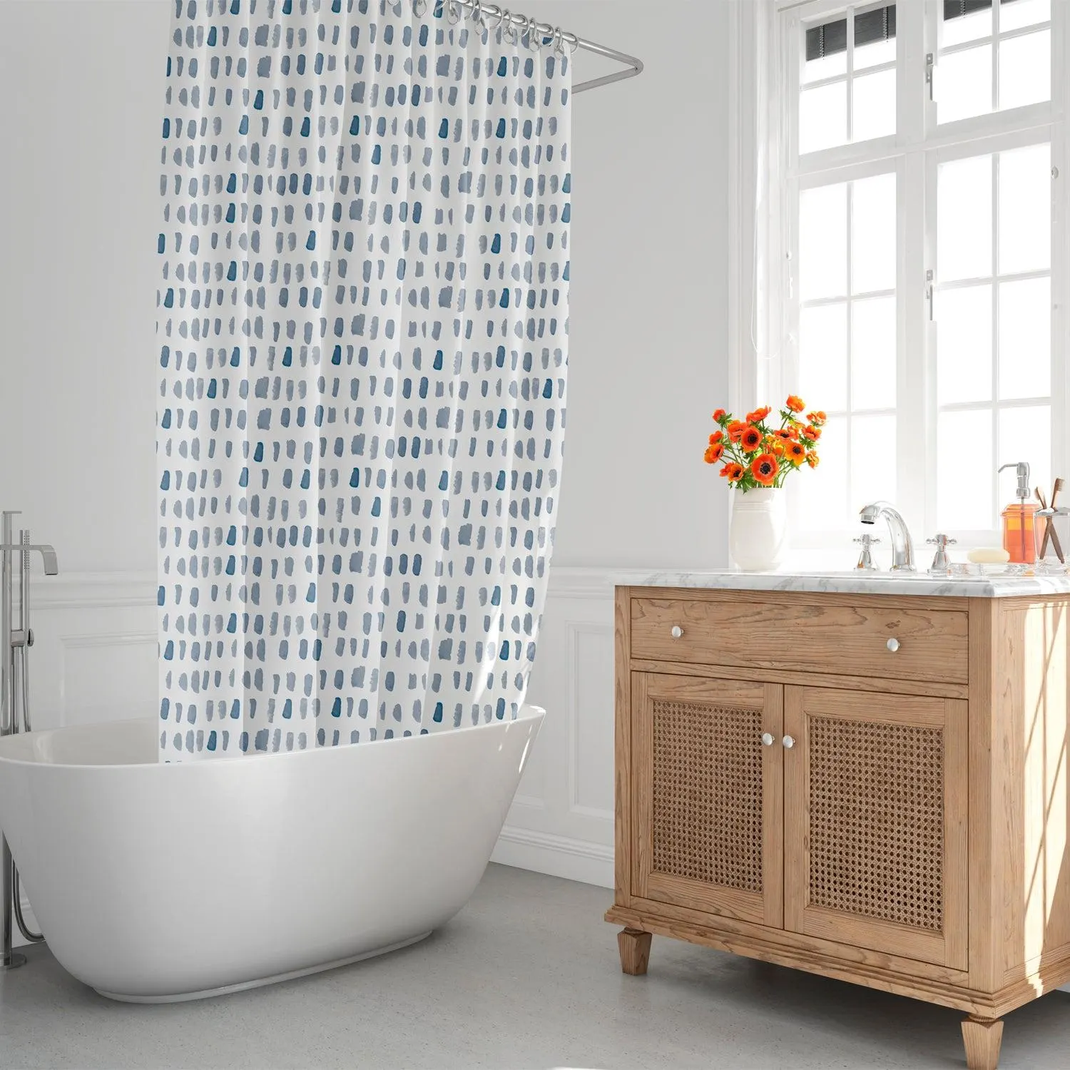 Cortina Ducha Matrix Azul 180x200 cm. Impermeable