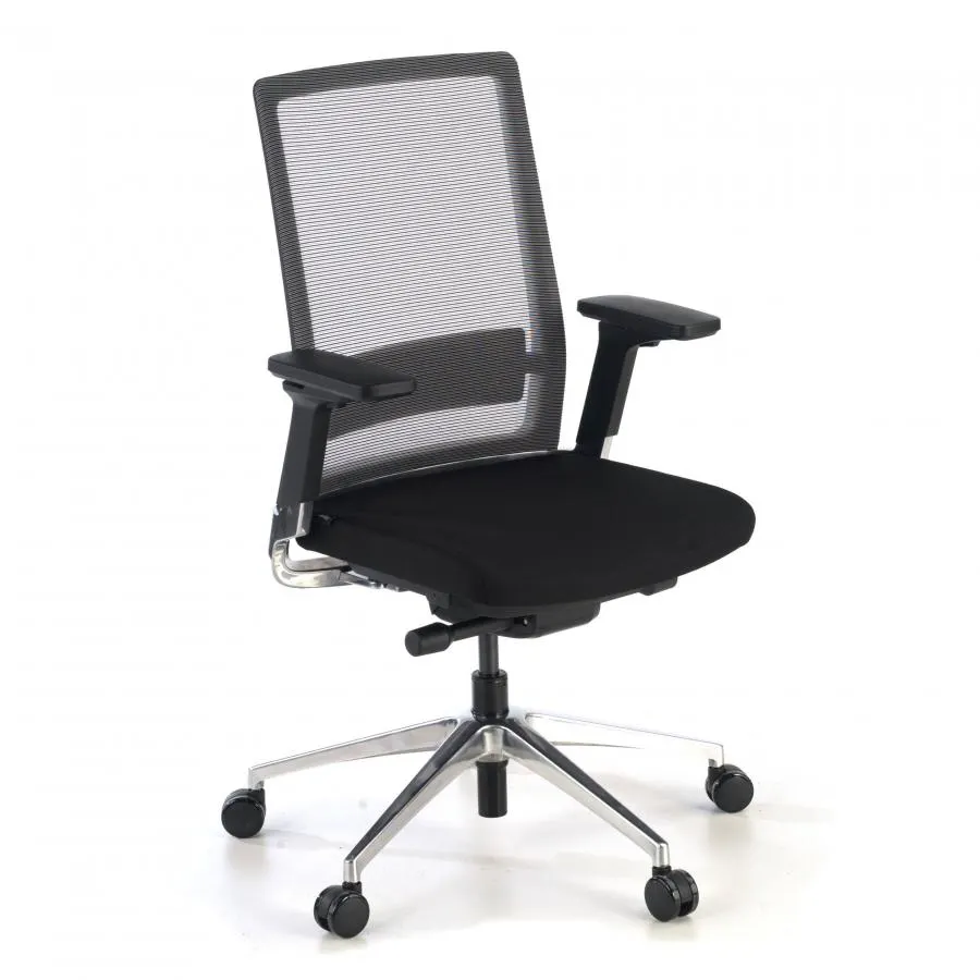 Silla de Oficina Global, mecanismo sincronizado, 360º, red - Negro