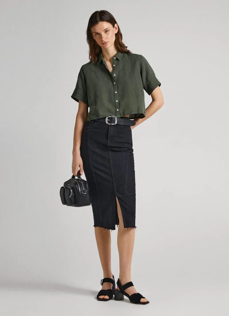 CAMISA MANGA CORTA DETALLES CALADOS