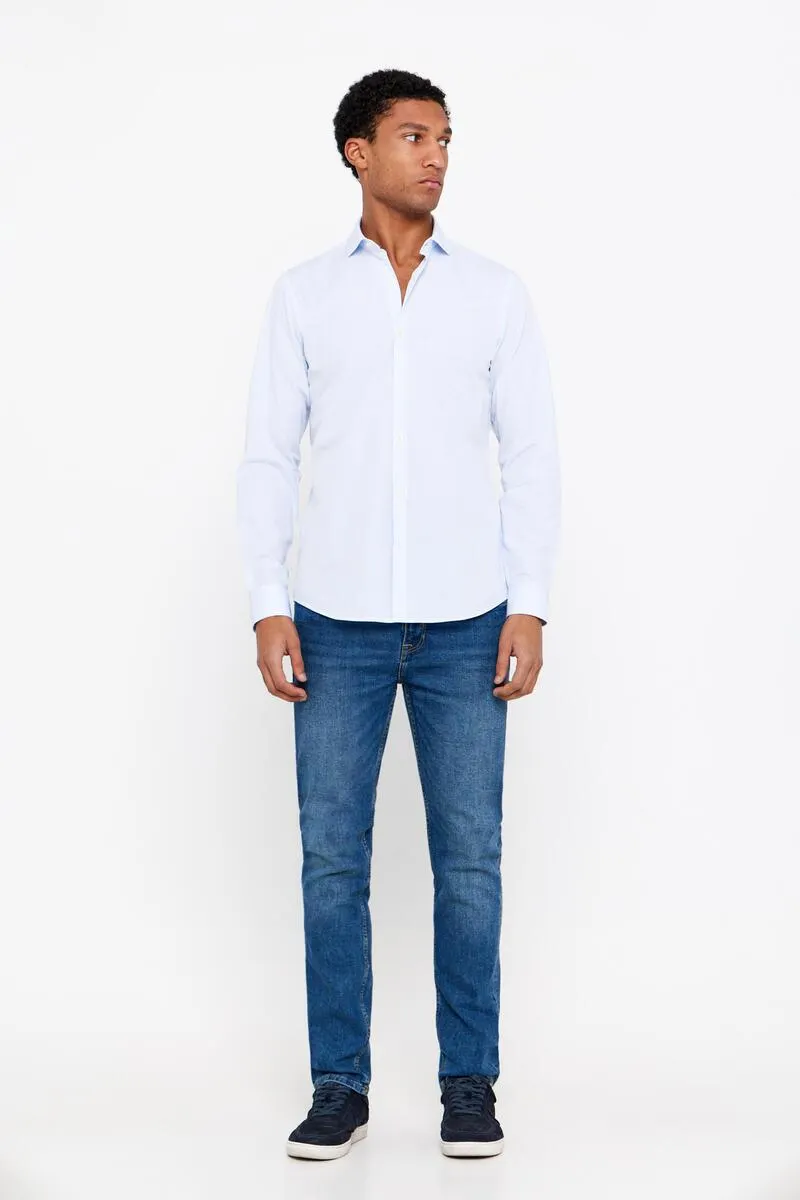 Camisa vestir cuadros slim fit fácil plancha