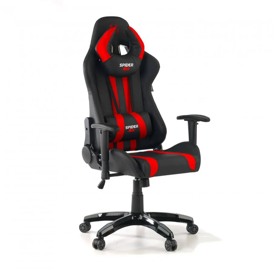 Silla Gamer Spider, Cojín lumbar y cervical - Rojo