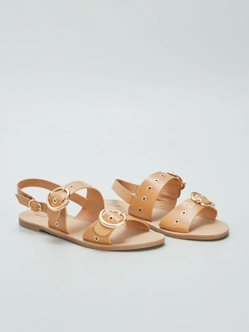 Sandalias con tiras de tachuelas - MARRON