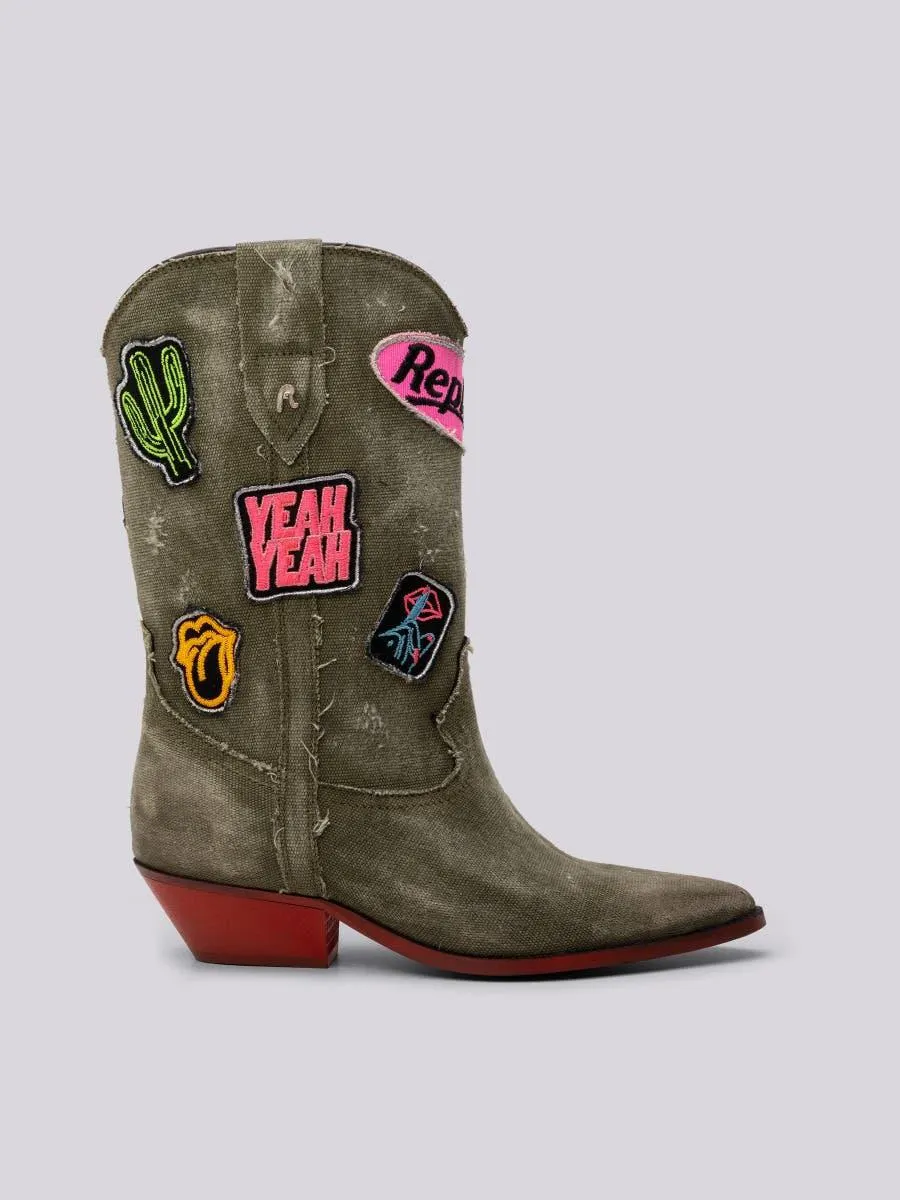 Botas camperas de algodón lavado Nymes Patch