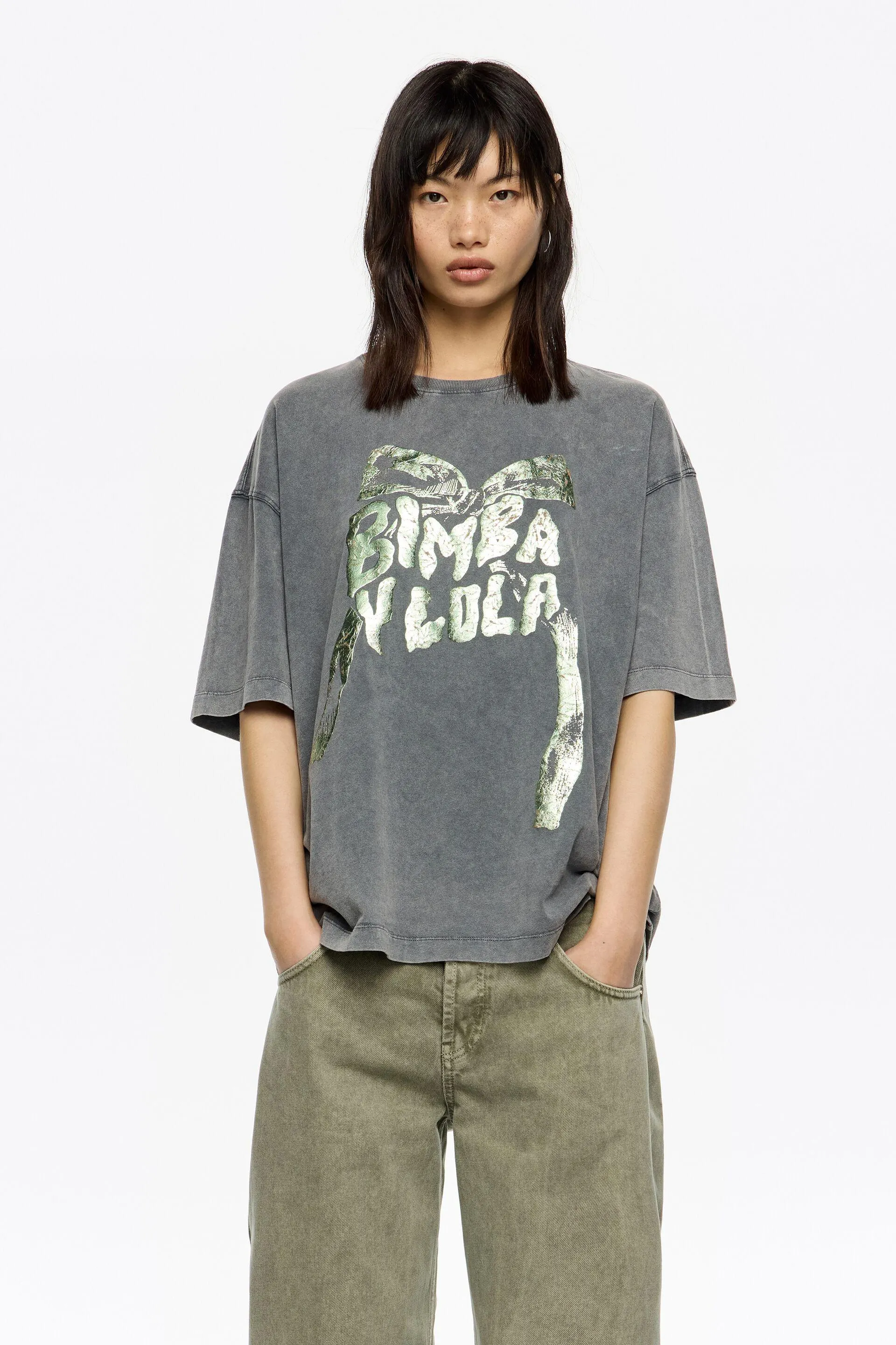 Camiseta logo lazo gris claro