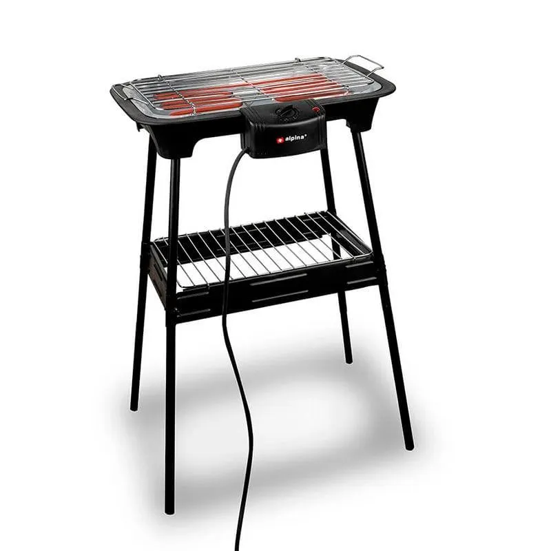 Barbacoa eléctrica Alpina 2 en 1 2000W negro 60x43x35 cm