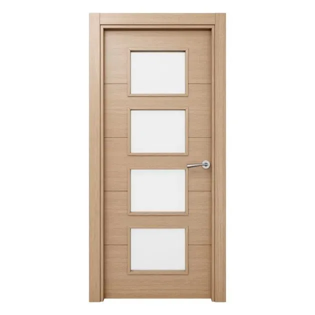 Puerta de Interior maciza lacada Garban roble miel acristalada 72,5cm izquierda Geom