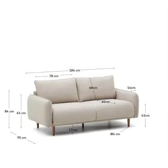Sofá Carlota 2 plazas beige 184 cm FSC Mix Credit