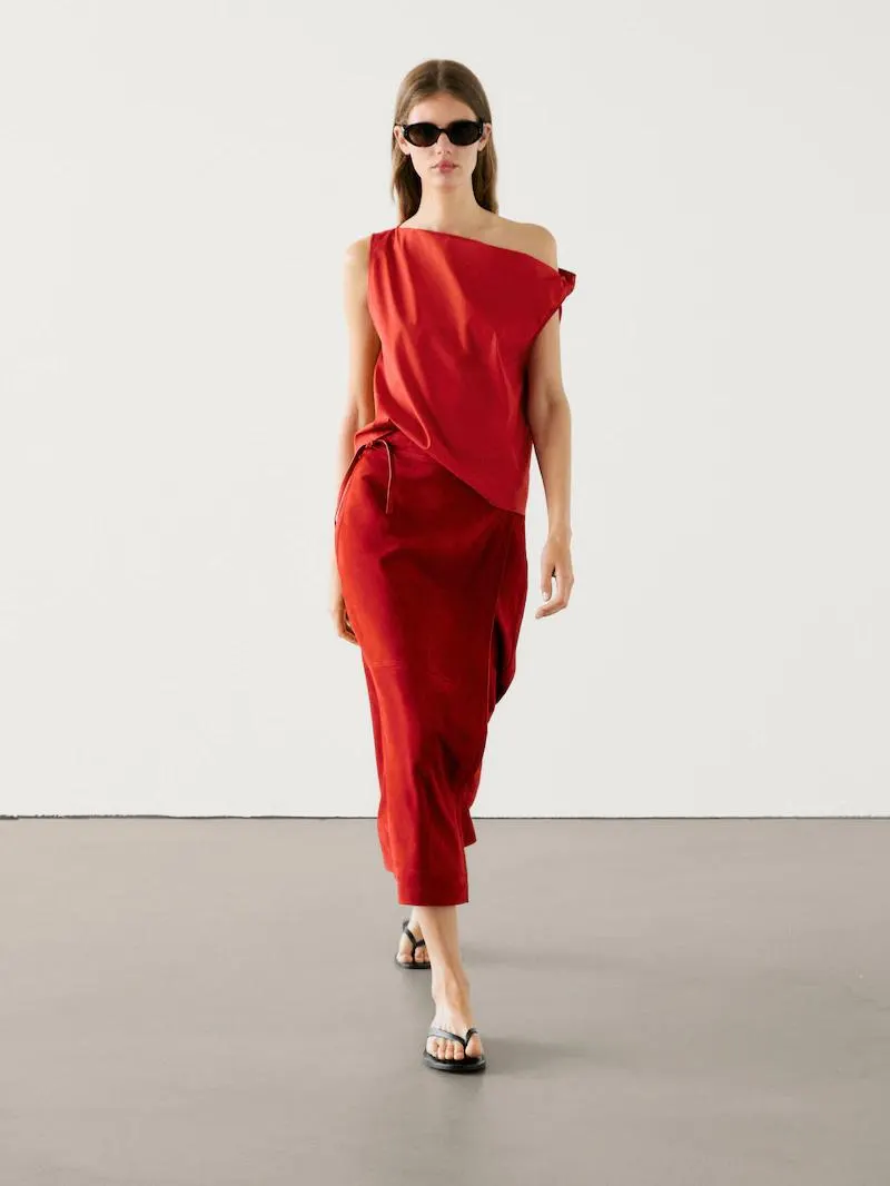 Top algodón hombros descubiertos