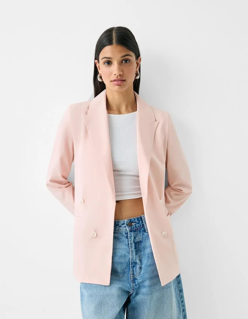 Slim-fit flowing double-breasted blazer
