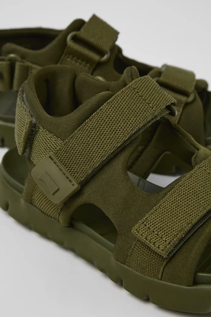 Oruga Sandalia de tejido verde con dos tiras