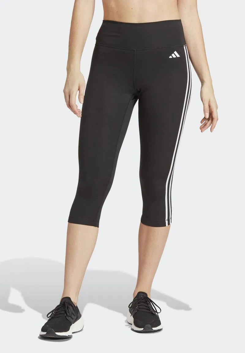 ESSENTIALS 3-STRIPES HIGH-WAISTED - Pantalón 3/4 de deporte - black