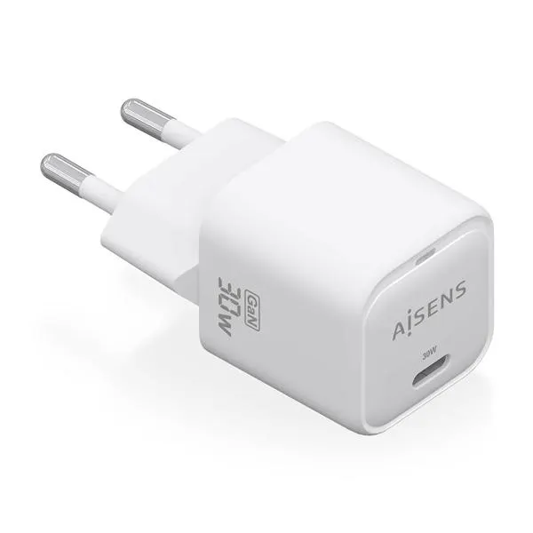 AISENS CARGADOR GAN 30W 1XUSB C PD3 0 QC4 0 BLANCO