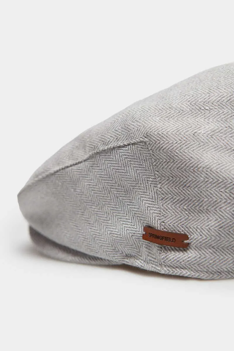 Gorra plana mezcla lino textura