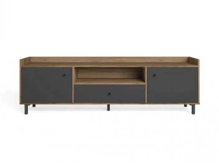 Mueble Tv Nogal y Pizarra con 2 puertas y 1 cajon