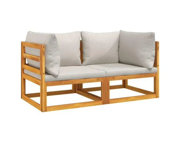 Vidaxl sofás modulares esquina 2 uds madera acacia cojines gris claro