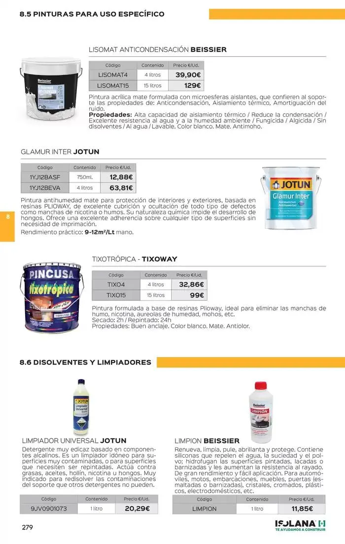 Catálogo de PINTURAS – TARIFA ISOLANA 1 de marzo al 31 de diciembre 2025 - Página 13