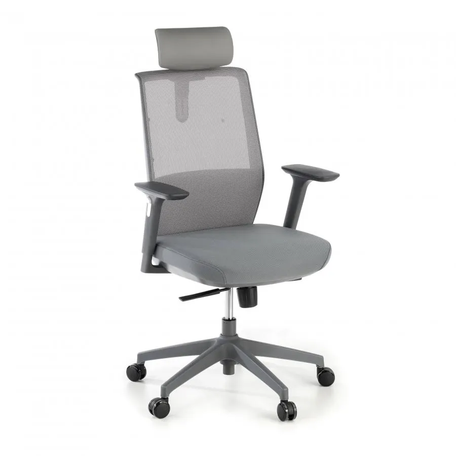 Silla de oficina Five red con reposacabezas, uso 8 horas diarias - Gris