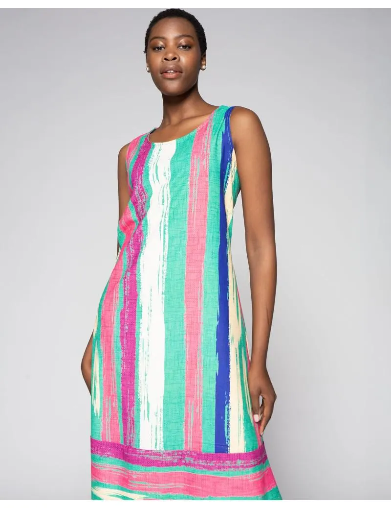 Vestido largo crep rayas